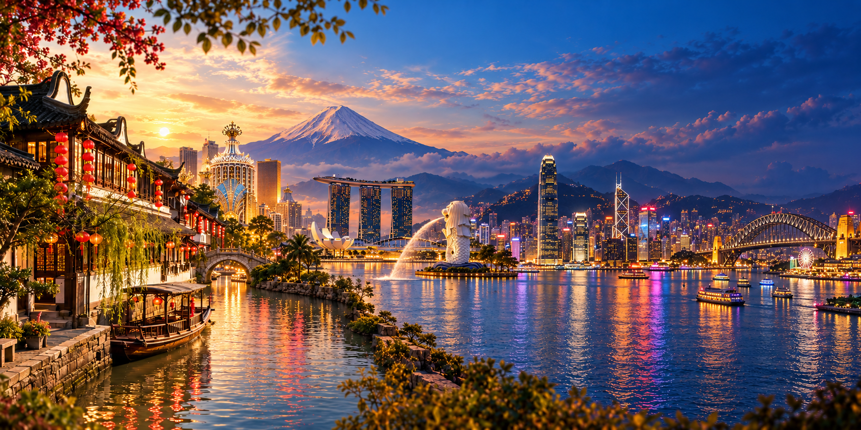A seamless panorama connecting China, Japan, Singapore, Hong Kong, Macau and Australia